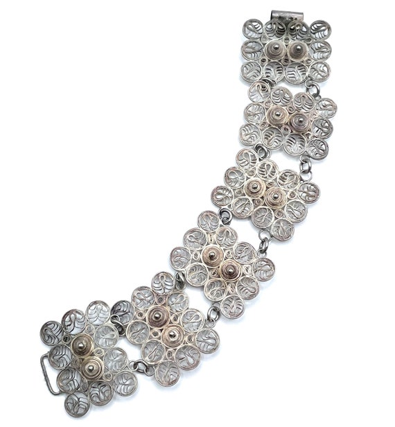 Vintage Silver Filigree Bracelet - image 4