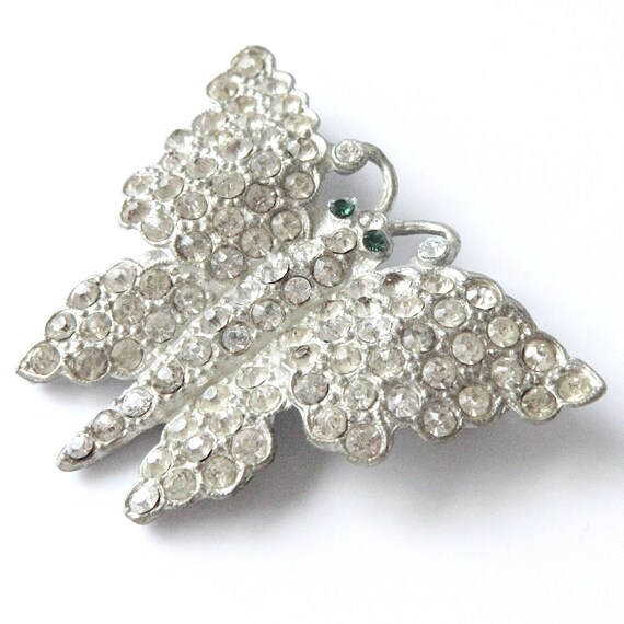 Vintage 1930s Rhinestone Butterfly Brooch - image 2