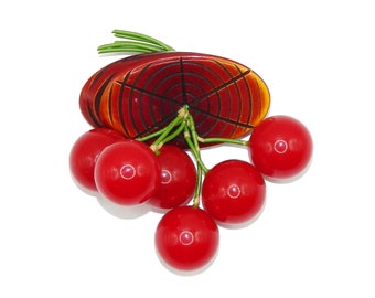 Vintage 1940s Bakelite Cherries Brooch