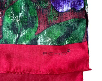 Vintage 15x59 Silk Echo Floral Scarf