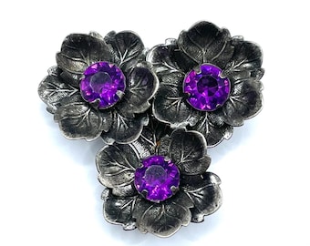 Vintage 1930s Purple Rhinestone Dress Clip
