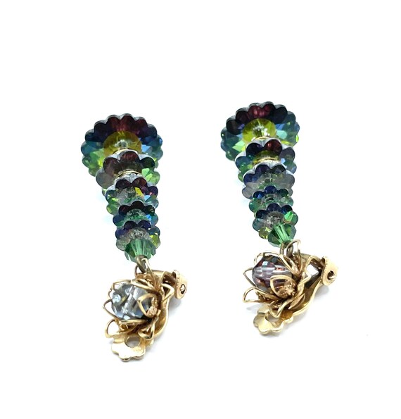 Vintage Green Margarita Crystal Drop Earrings - image 7