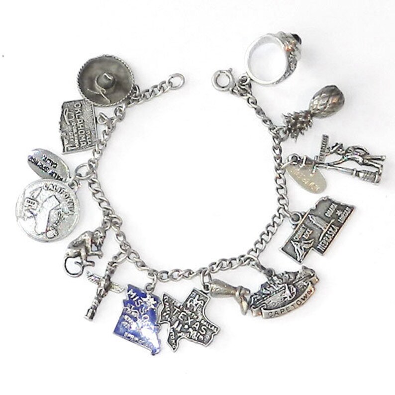 Vintage Sterling Silver Souvenir Charm Bracelet | Etsy