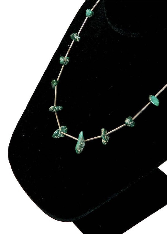 Vintage 1970s Silver Turquoise Bead Necklace - image 1