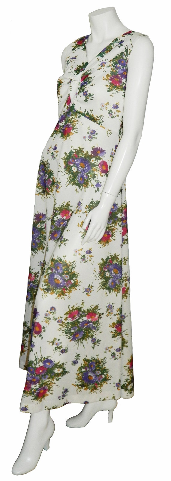 Vintage 1970s Long Floral Summer Dress Size 8 - image 2