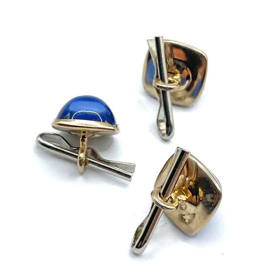 Vintage Blue Cabochon Tuxedo Shirt Stud Set - image 6