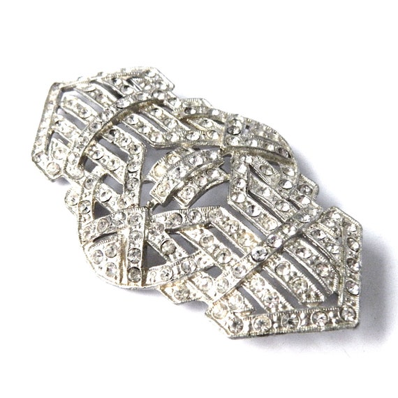 Vintage 1930s Art Deco Rhinestone Brooch - image 2