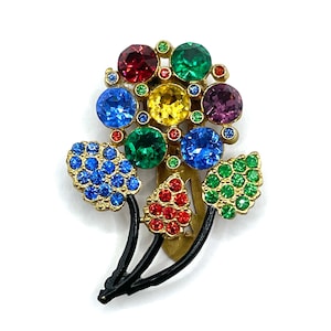 Vintage 1930s Rhinestone Flower Dress Clip Brooch