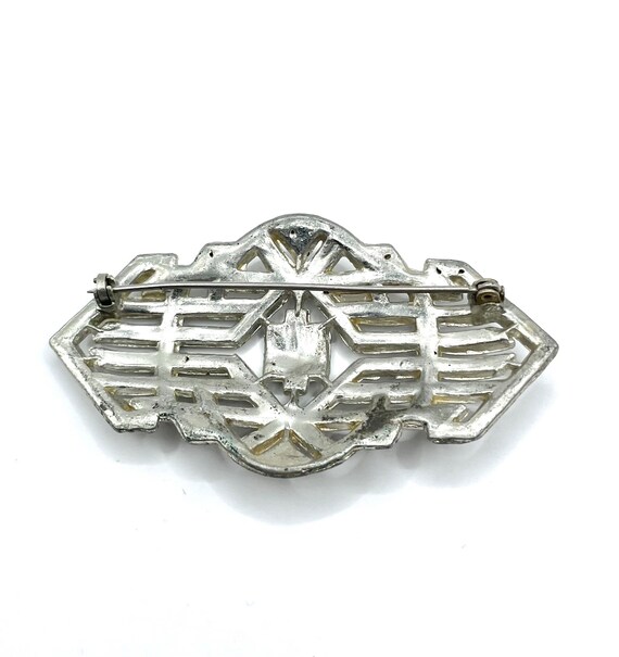 Vintage 1930s Art Deco Rhinestone Brooch - image 9