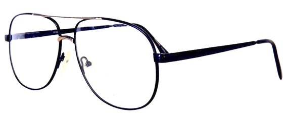 Vintage 1980s Black Aviator Style Eyeglasses Neve… - image 1
