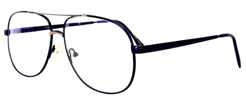 Vintage 1980s Black Aviator Style Eyeglasses Never Worn Large image 1