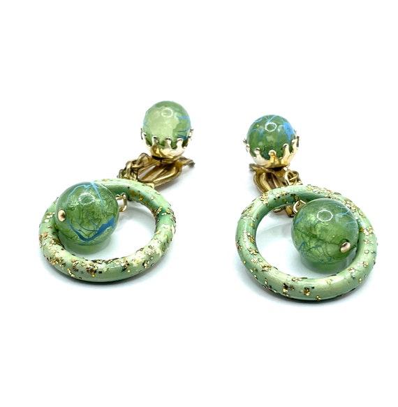 Vintage Mid Century Modern Glitter Drop Earrings - image 10