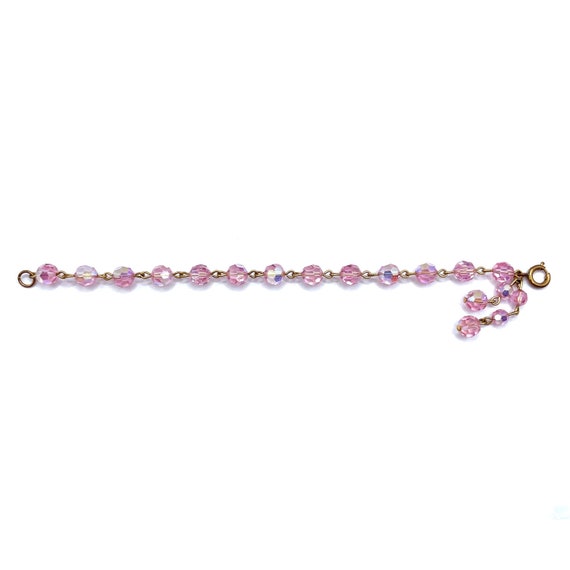 Vintage 1950s Pink Aurora Borealis Beaded Bracelet - image 3