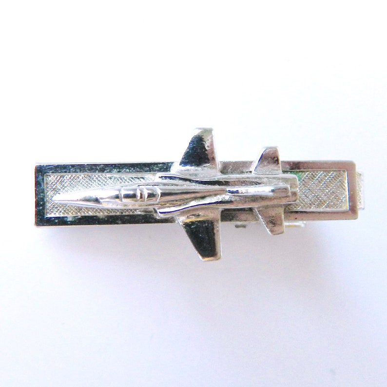 Vintage 1960s Fighter Jet Airplane Tie Clip