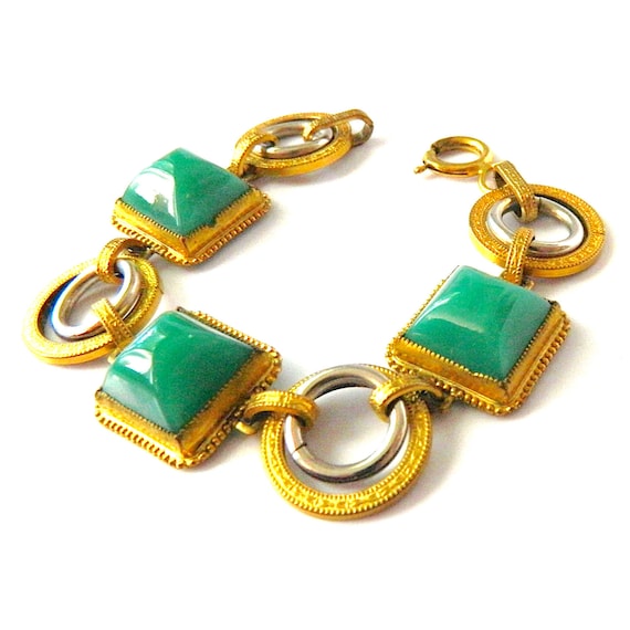 Antique 1920s Art Deco Circles and Squares Bracel… - image 1