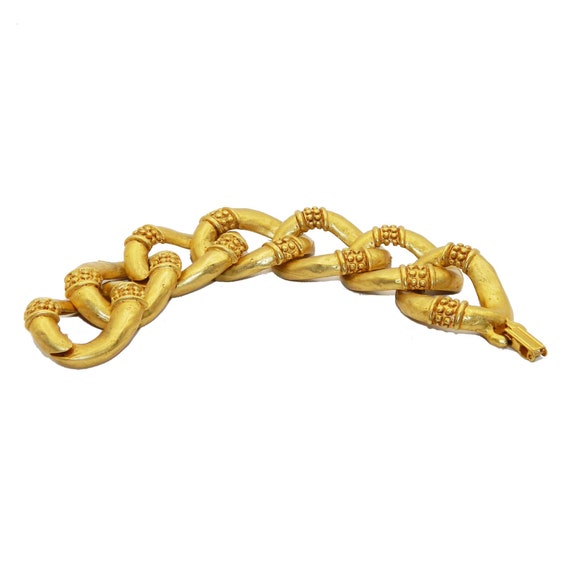 Vintage Large Link Chain Bracelet Gem