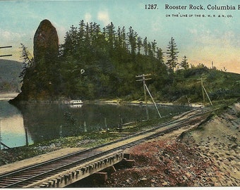 Antique Rooster Rock Columbia River Gorge Oregon Postcard