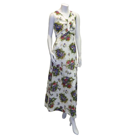 Vintage 1970s Long Floral Summer Dress Size 8 - image 1