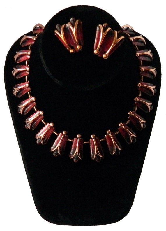 Vintage 1950s Matisse Enameled Copper Necklace an… - image 3