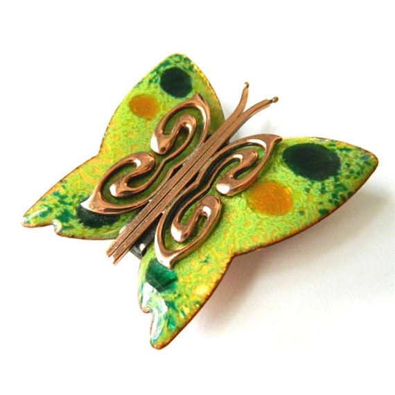 Vintage 1950s Matisse Enameled Copper Butterfly B… - image 2