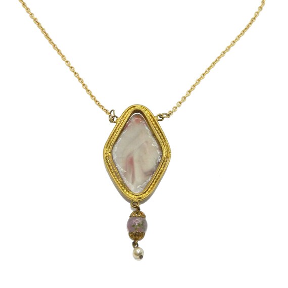 Vintage 1930s Art Glass Pendant Necklace - image 4