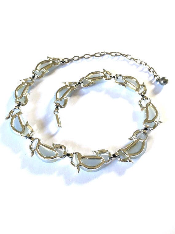 Vintage 1950s Necklace Light Blue Thermoset Half … - image 4