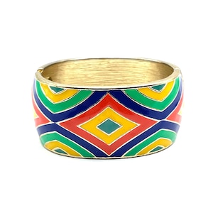 Vintage Enameled Clamper Bangle Bracelet