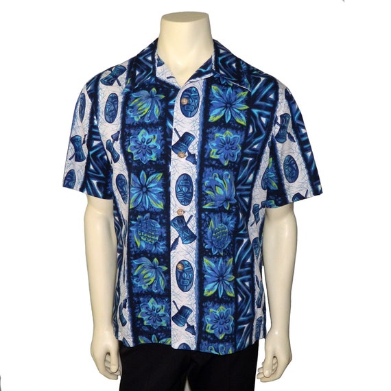 Vintage 1960s Mens Hawaiian Shirt Size Large Ui-M… - image 1