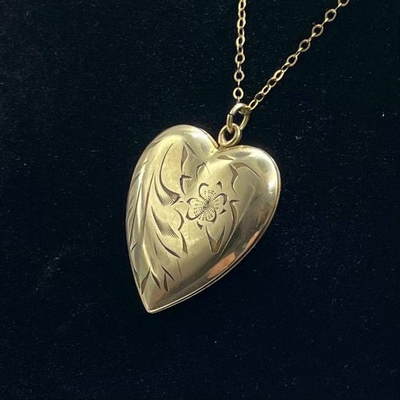 Vintage Gold Filled Heart Locket Pendant Necklace