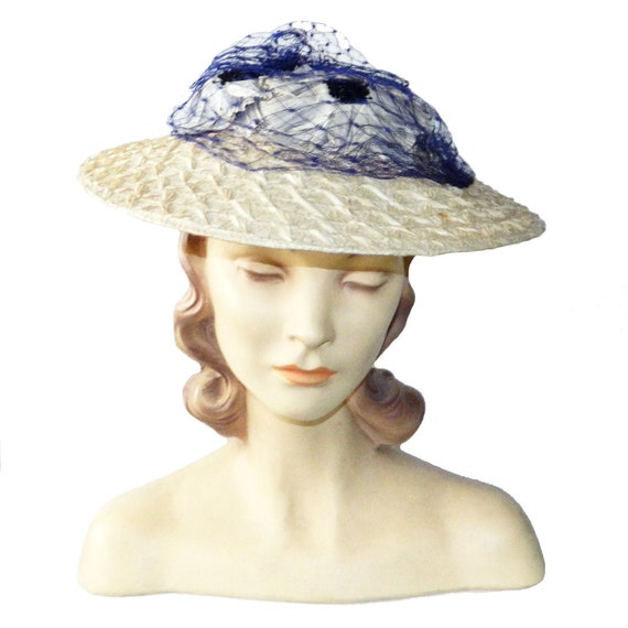 Vintage 1950s Straw Sun Hat