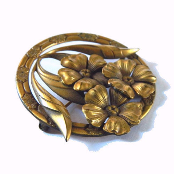 Vintage 1930s Flower Brooch - image 2