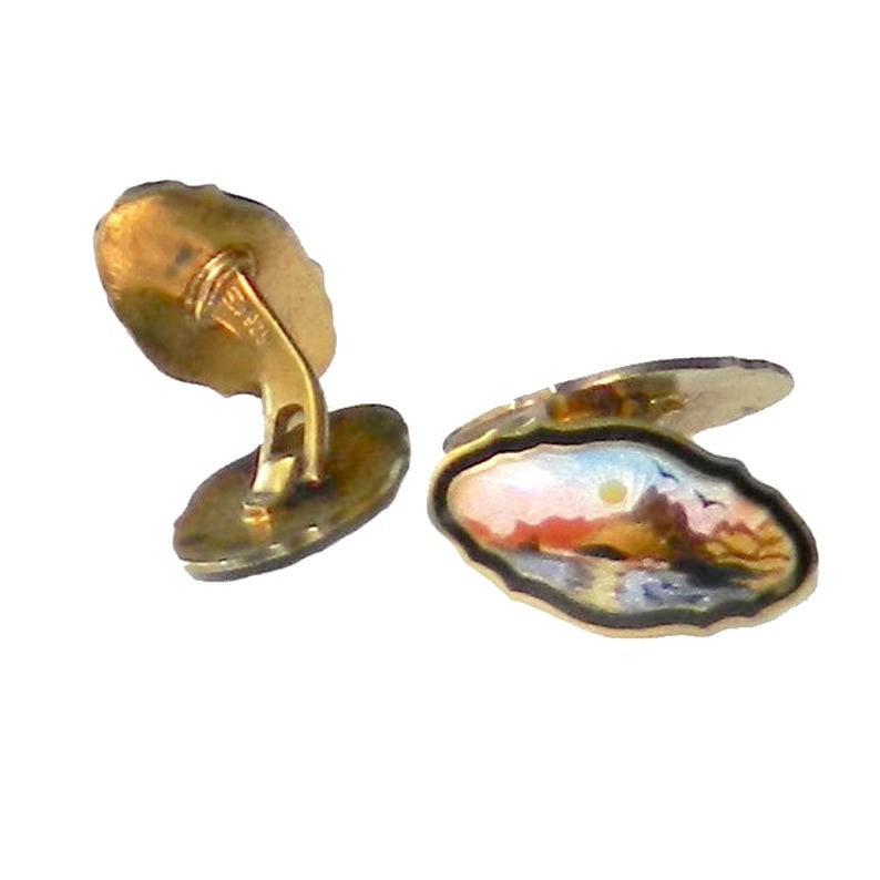 Vintage Enameled Norwegian Sterling Silver Cuff Links Kristian Hestenes image 2