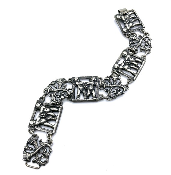 Antique Italian Sterling Silver Bracelet with Che… - image 10