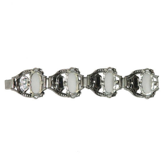 Vintage 1950s Frosted Glass Hematite Bracelet - image 6