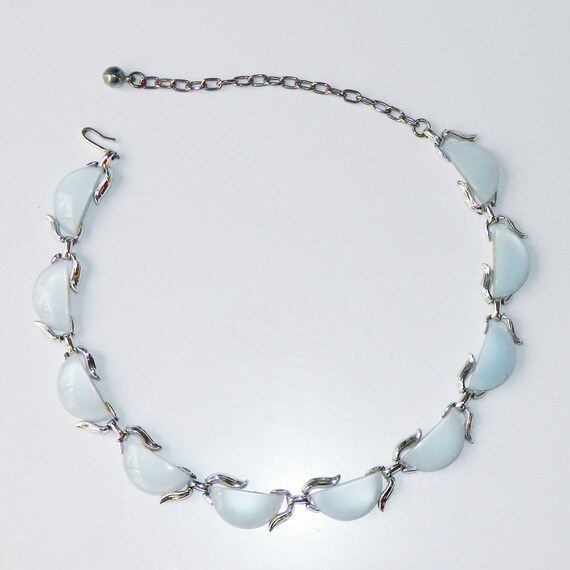 Vintage 1950s Necklace Light Blue Thermoset Half … - image 9