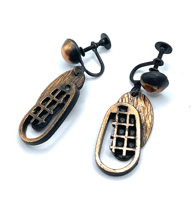 Vintage 1950s Copper Mid Century Modern Drop Earrings image 7