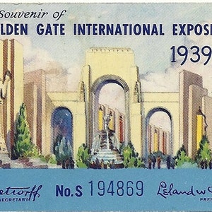 1939 Golden Gate International Worlds Fair Expo Ticket San Francisco