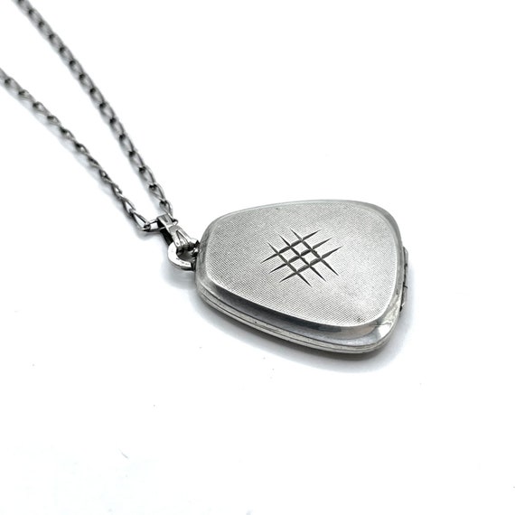 Antique Sterling Silver Locket Pendant Necklace - image 4