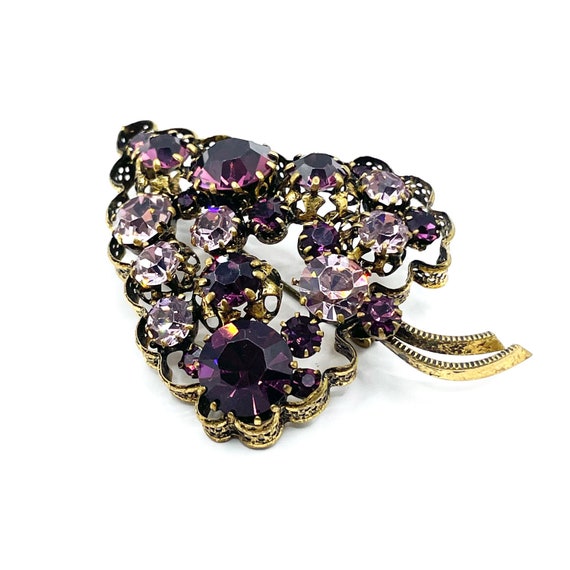 Vintage Austrian Crystal Grapes Brooch - image 6