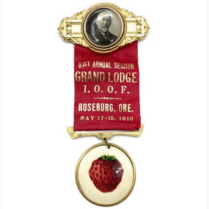 Antique 1916 I.O.O.F. Odd Fellows Badge Ribbon
