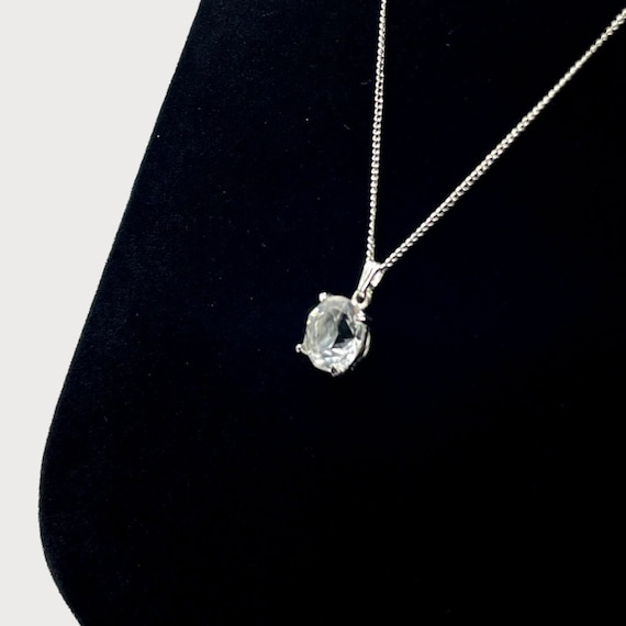 Vintage Solitaire Crystal Pendant Necklace - image 1