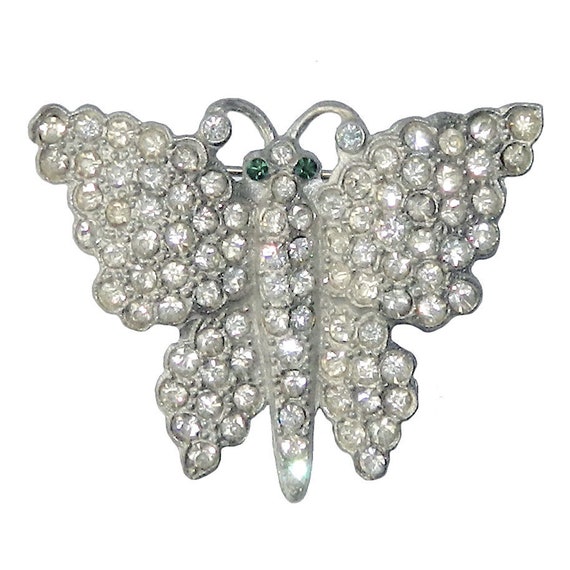 Vintage 1930s Rhinestone Butterfly Brooch - image 1