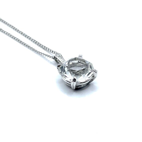 Vintage Solitaire Crystal Pendant Necklace - image 8