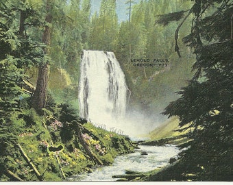 Vintage 1940s Oregon Postcard Lemolo Falls Deschutes River