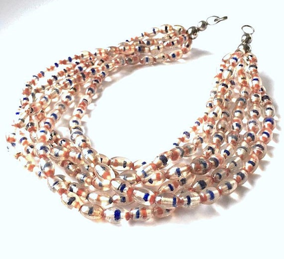 Vintage Multi Strand Glass Beaded Necklace - image 9