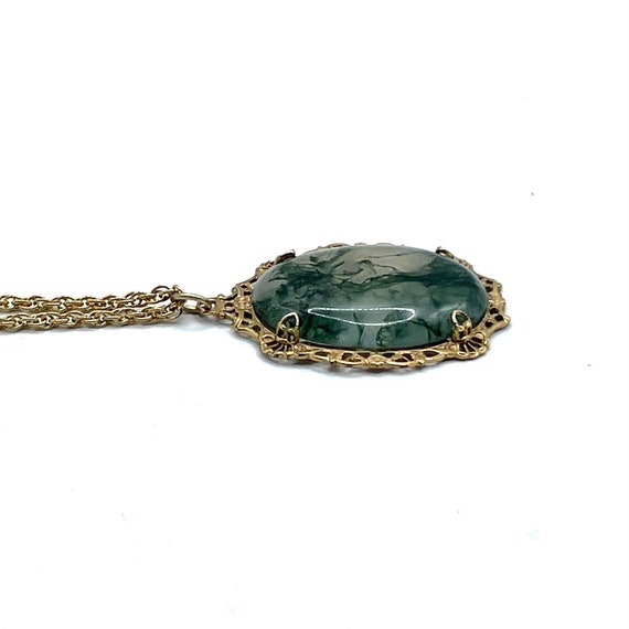 Vintage Moss Agate Pendant Necklace - image 6