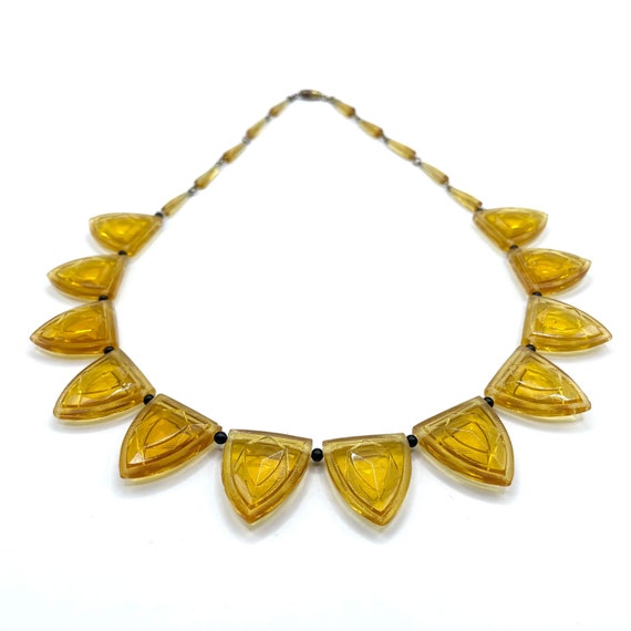 Vintage 1920s Art Deco Necklace Yellow Shields Cz… - image 3