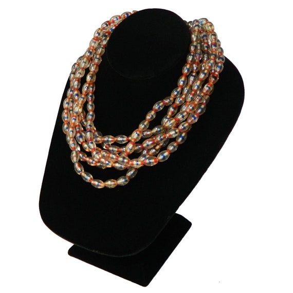 Vintage Multi Strand Glass Beaded Necklace - image 1