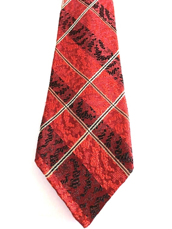 Vintage 1950s Red and Black Plaid Tie