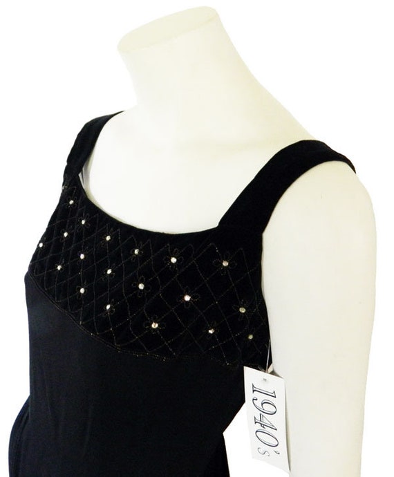 Vintage 1940s Rhinestone Studded Rayon Crepe Dress
